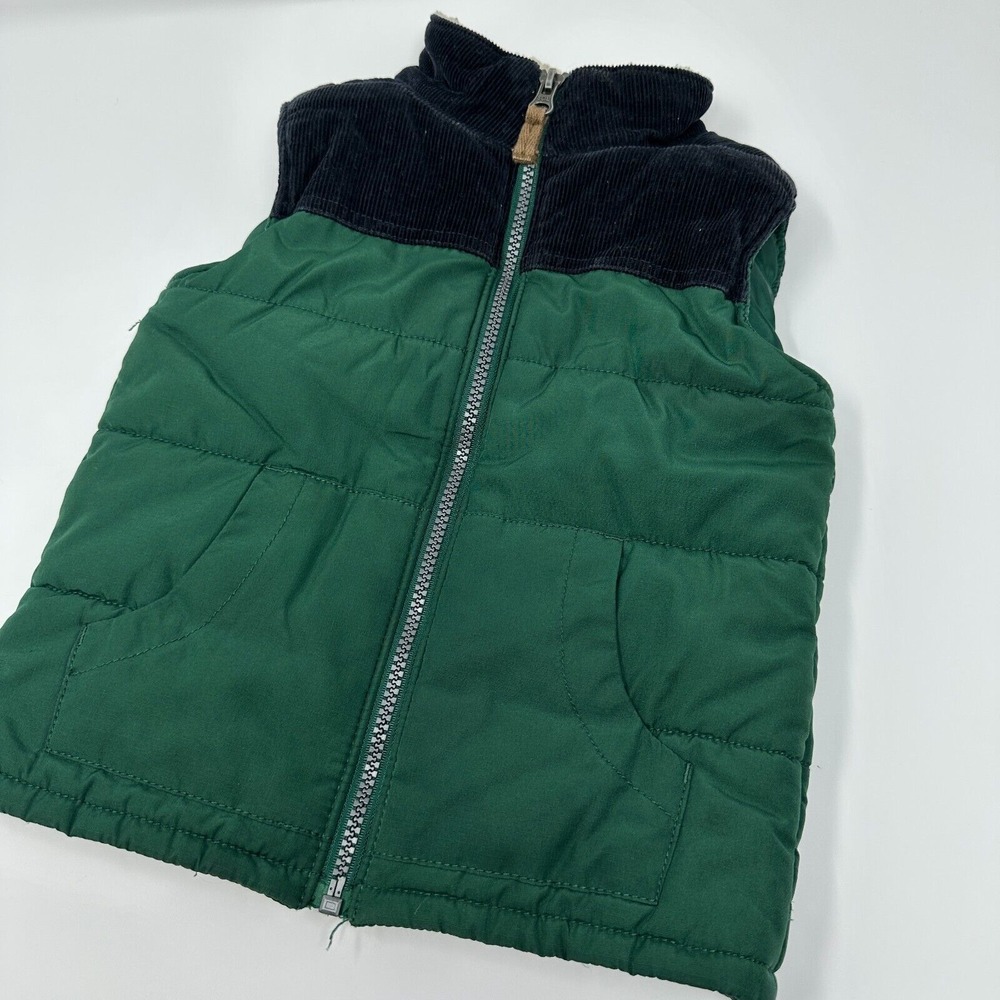 Carters Kids 3T Puffer Vest - Green Vest Navy Coruroy Top-Full Zip w/ Pockets